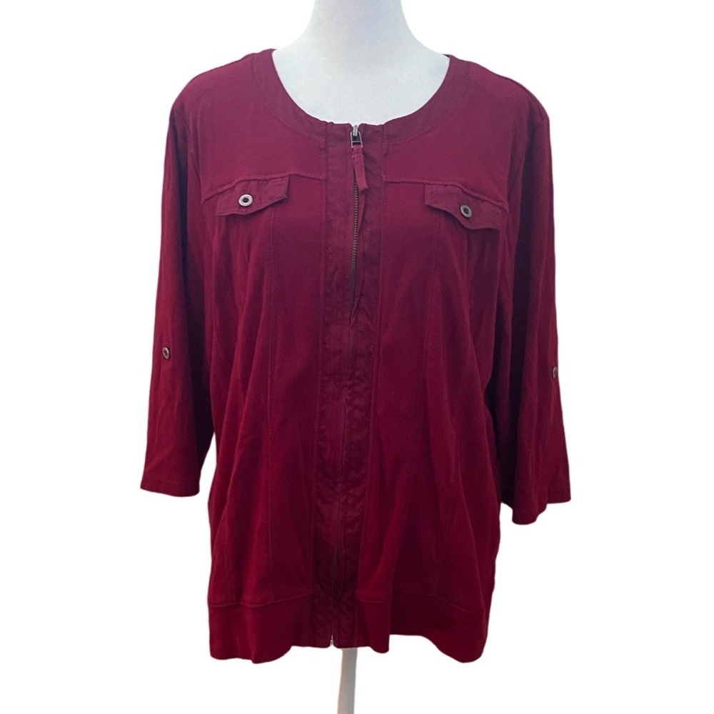 Christopher & Banks Deep Red Lightweight Jacket or top. Size XL. Full Zip.